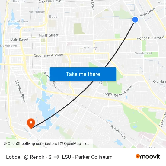 Lobdell @ Renoir - S to LSU - Parker Coliseum map
