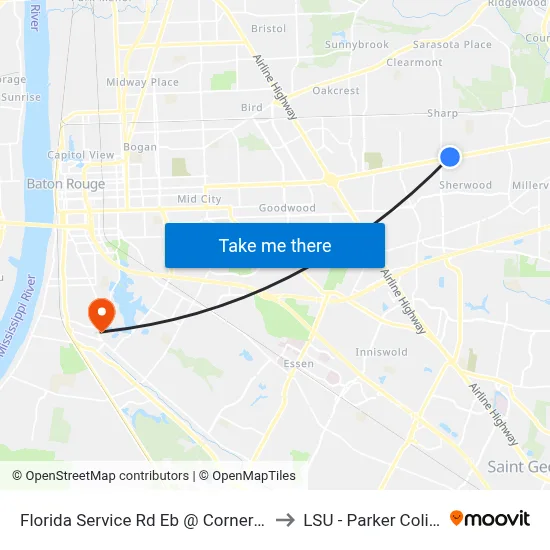 Florida Service Rd Eb @ Corner Square - to LSU - Parker Coliseum map