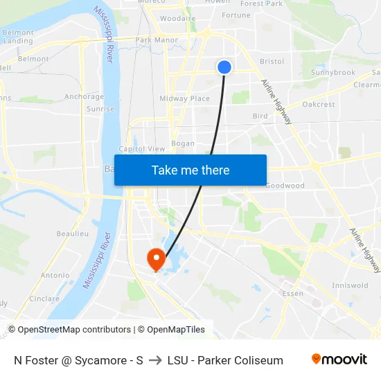 N Foster @ Sycamore - S to LSU - Parker Coliseum map