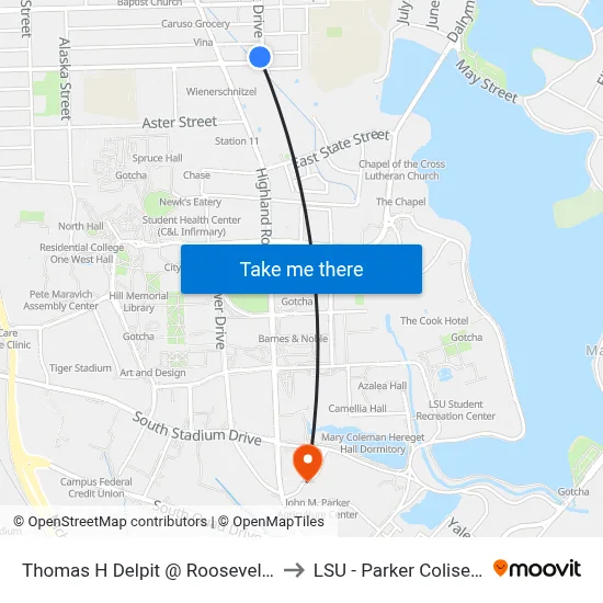 Thomas H Delpit @ Roosevelt - S to LSU - Parker Coliseum map