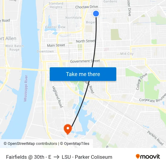 Fairfields @ 30th - E to LSU - Parker Coliseum map