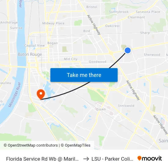Florida Service Rd Wb @ Marilyn Dr - E to LSU - Parker Coliseum map