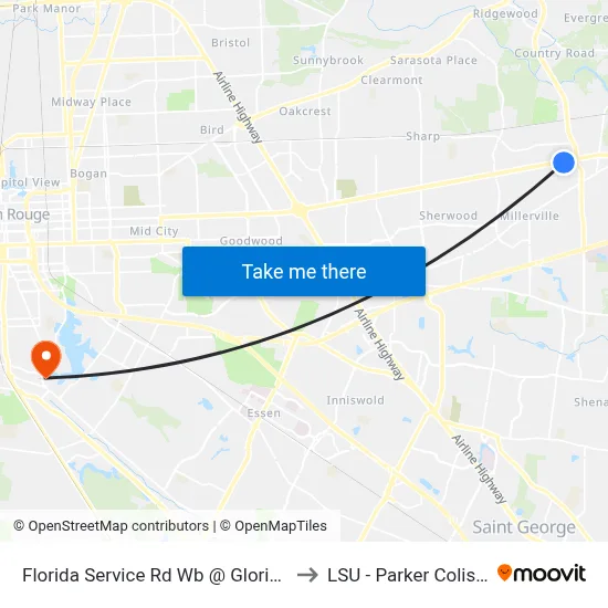 Florida Service Rd Wb @ Gloria Dr - E to LSU - Parker Coliseum map