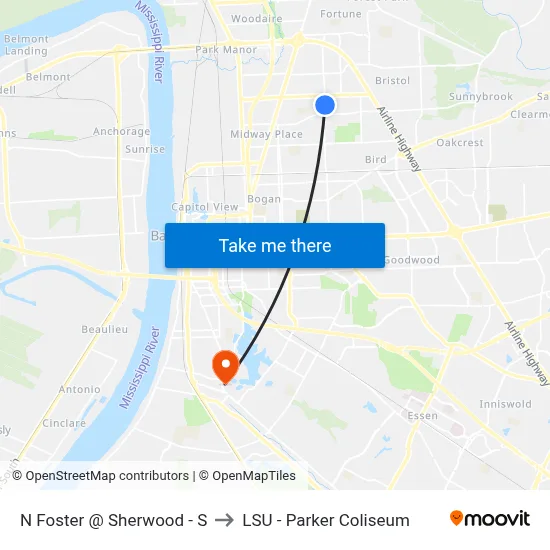 N Foster @ Sherwood - S to LSU - Parker Coliseum map