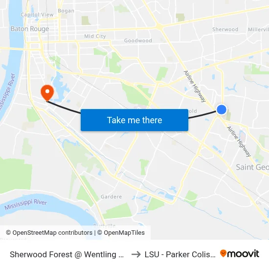Sherwood Forest @ Wentling Ave - N to LSU - Parker Coliseum map