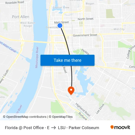 Florida @ Post Office - E to LSU - Parker Coliseum map