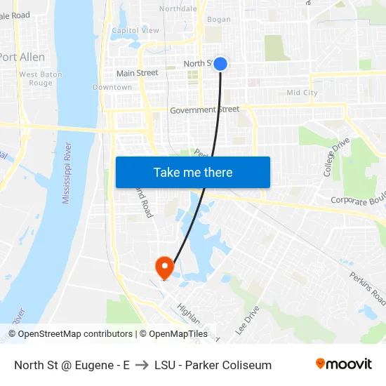 North St @ Eugene - E to LSU - Parker Coliseum map