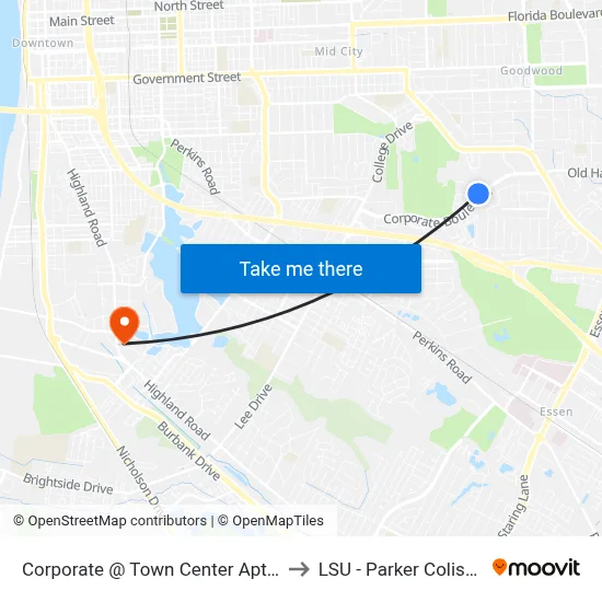 Corporate @ Town Center Apts - W to LSU - Parker Coliseum map