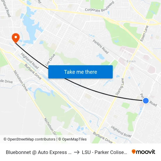 Bluebonnet @ Auto Express - S to LSU - Parker Coliseum map