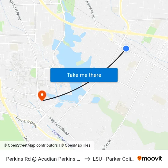 Perkins Rd @ Acadian-Perkins Plaza - W to LSU - Parker Coliseum map