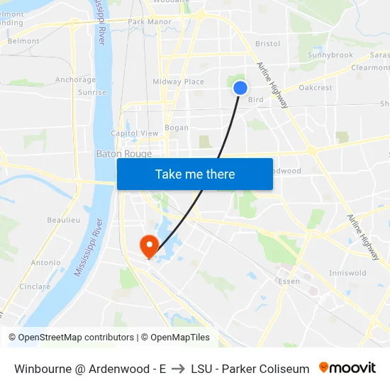 Winbourne @ Ardenwood - E to LSU - Parker Coliseum map