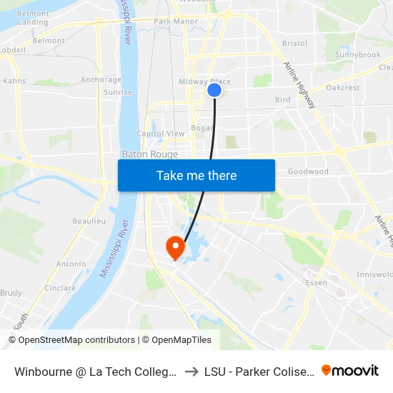 Winbourne @ La Tech College - E to LSU - Parker Coliseum map