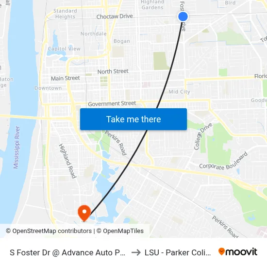 S Foster Dr @ Advance Auto Parts - N to LSU - Parker Coliseum map