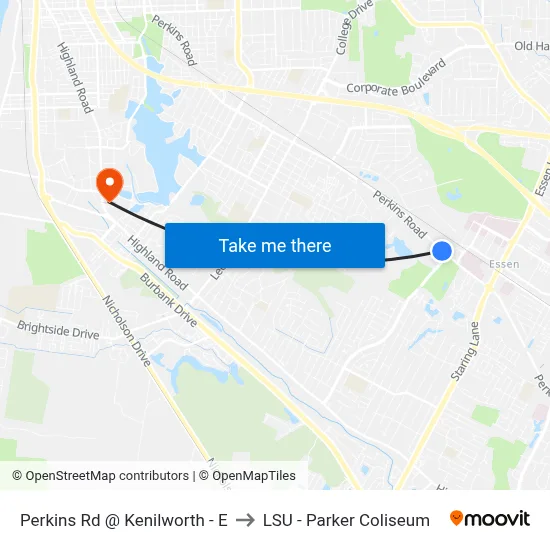 Perkins Rd @ Kenilworth - E to LSU - Parker Coliseum map