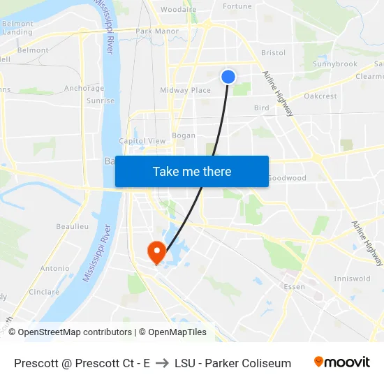 Prescott @ Prescott Ct - E to LSU - Parker Coliseum map
