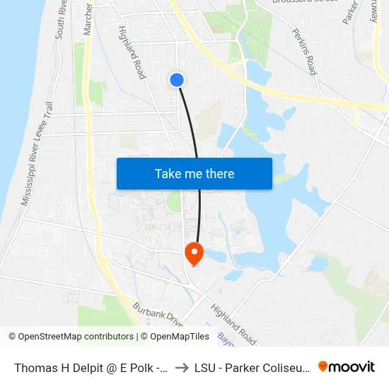 Thomas H Delpit @ E Polk - S to LSU - Parker Coliseum map
