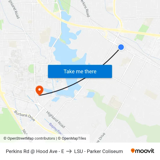 Perkins Rd @ Hood Ave - E to LSU - Parker Coliseum map