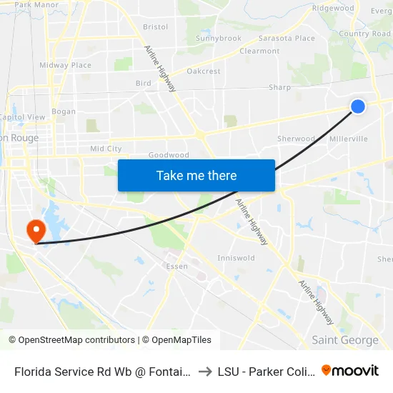 Florida Service Rd Wb @ Fontainebleau - to LSU - Parker Coliseum map