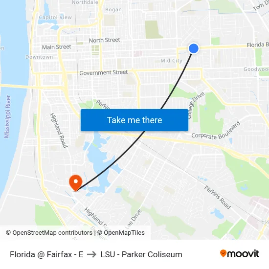 Florida @ Fairfax - E to LSU - Parker Coliseum map
