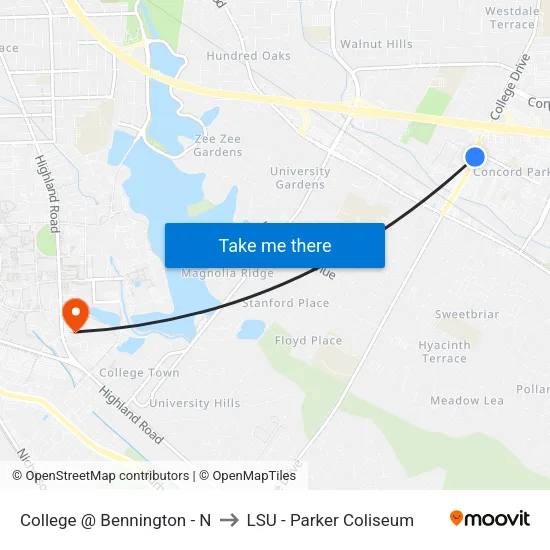 College @ Bennington - N to LSU - Parker Coliseum map