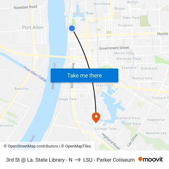 3rd St @ La. State Library - N to LSU - Parker Coliseum map