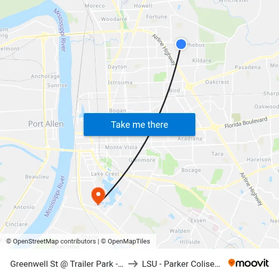 Greenwell St @ Trailer Park - W to LSU - Parker Coliseum map