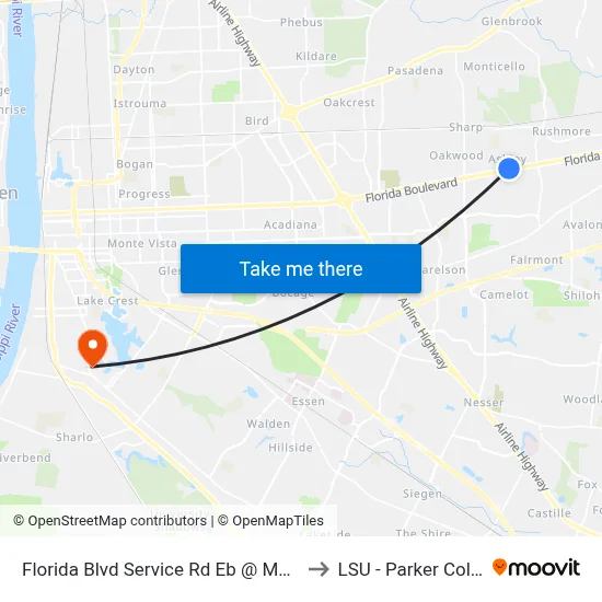 Florida Blvd Service Rd Eb @ Marque Ann/ to LSU - Parker Coliseum map