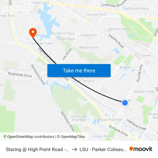 Staring @ High Point Road - N to LSU - Parker Coliseum map