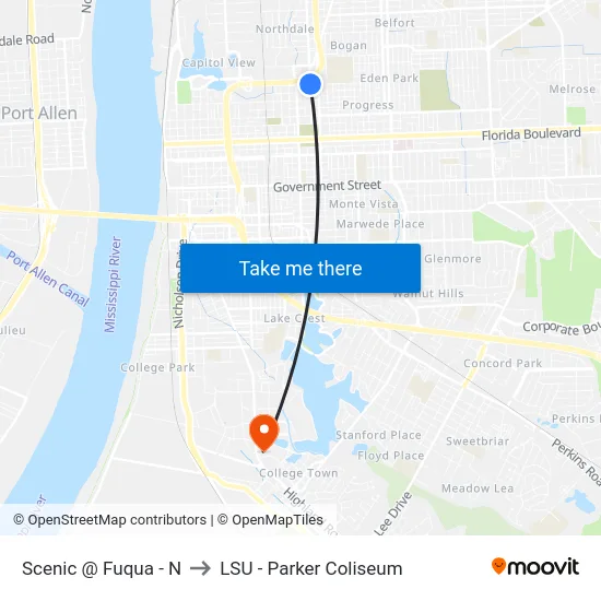 Scenic @ Fuqua - N to LSU - Parker Coliseum map