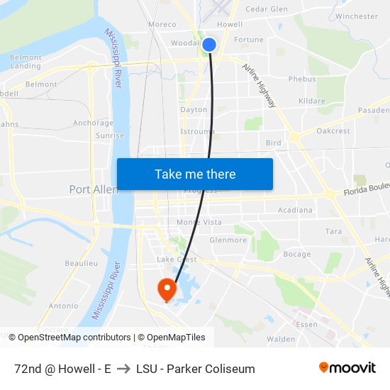 72nd @ Howell - E to LSU - Parker Coliseum map