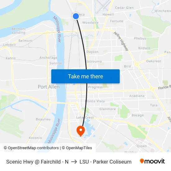 Scenic Hwy @ Fairchild - N to LSU - Parker Coliseum map