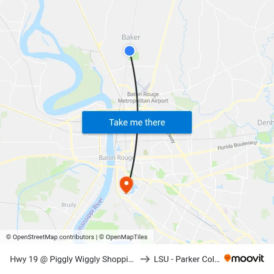 Hwy 19 @ Piggly Wiggly Shopping Center - to LSU - Parker Coliseum map