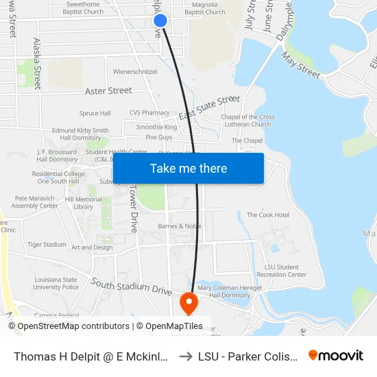 Thomas H Delpit @ E Mckinley - N to LSU - Parker Coliseum map