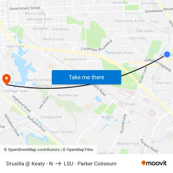 Drusilla @ Keaty - N to LSU - Parker Coliseum map