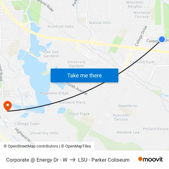 Corporate @ Energy Dr - W to LSU - Parker Coliseum map