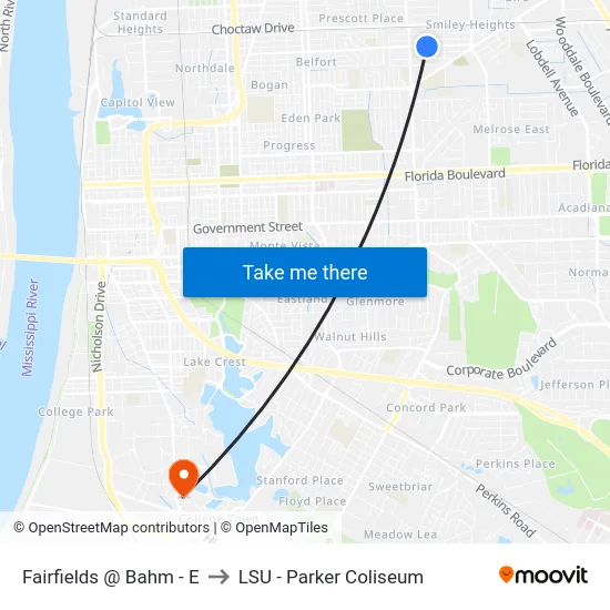 Fairfields @ Bahm - E to LSU - Parker Coliseum map