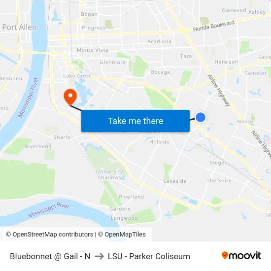 Bluebonnet @ Gail - N to LSU - Parker Coliseum map