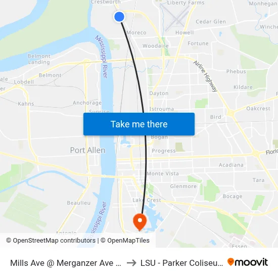 Mills Ave @ Merganzer Ave - E to LSU - Parker Coliseum map