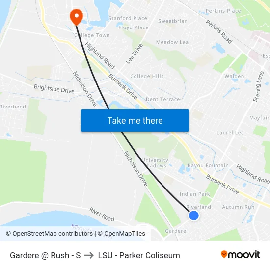 Gardere @ Rush - S to LSU - Parker Coliseum map
