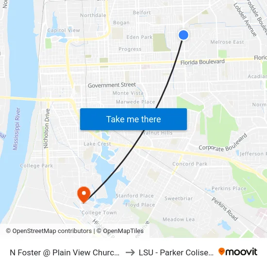 N Foster @ Plain View Church - S to LSU - Parker Coliseum map