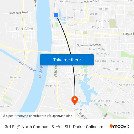 3rd St @ North Campus - S to LSU - Parker Coliseum map