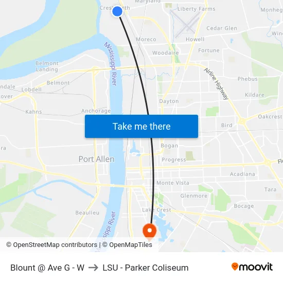 Blount @ Ave G - W to LSU - Parker Coliseum map