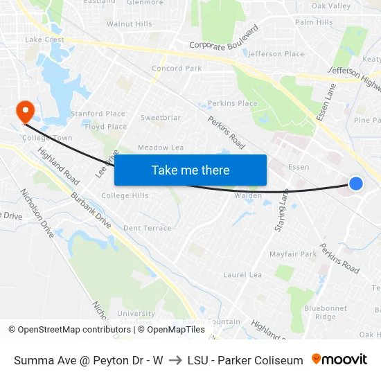 Summa Ave @ Peyton Dr - W to LSU - Parker Coliseum map