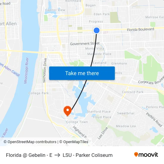 Florida @ Gebelin - E to LSU - Parker Coliseum map