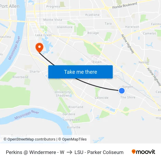Perkins @ Windermere - W to LSU - Parker Coliseum map