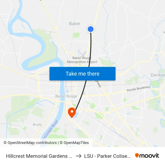 Hillcrest Memorial Gardens - W to LSU - Parker Coliseum map