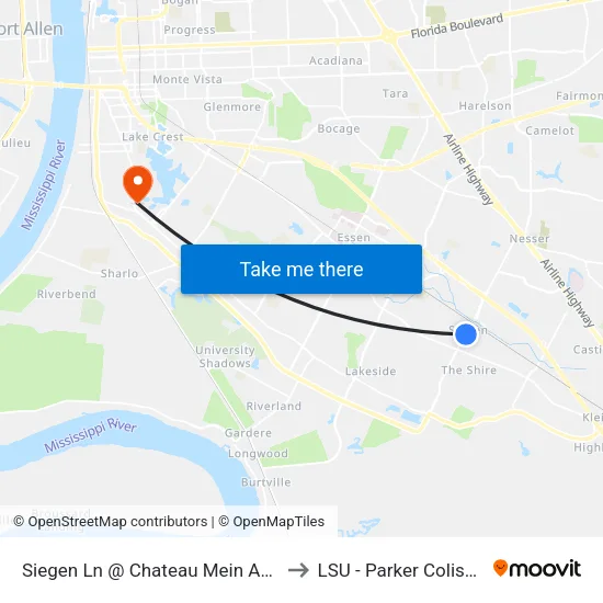 Siegen Ln @ Chateau Mein Apt - N to LSU - Parker Coliseum map