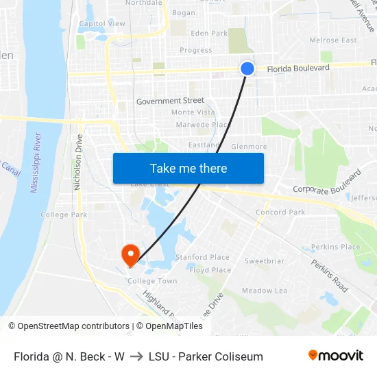 Florida @ N. Beck - W to LSU - Parker Coliseum map