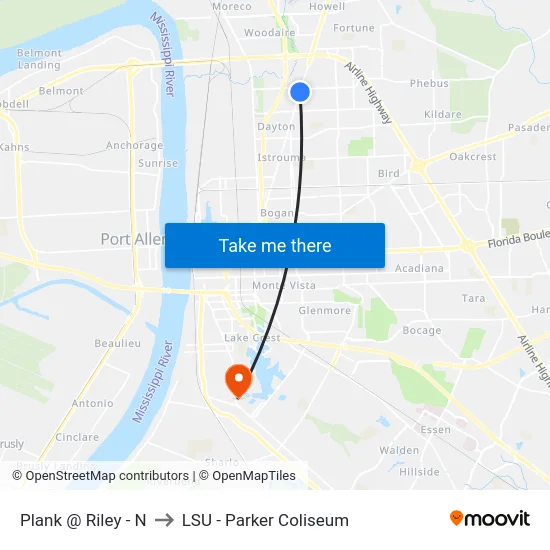 Plank @ Riley - N to LSU - Parker Coliseum map