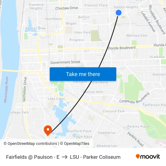Fairfields @ Paulson - E to LSU - Parker Coliseum map